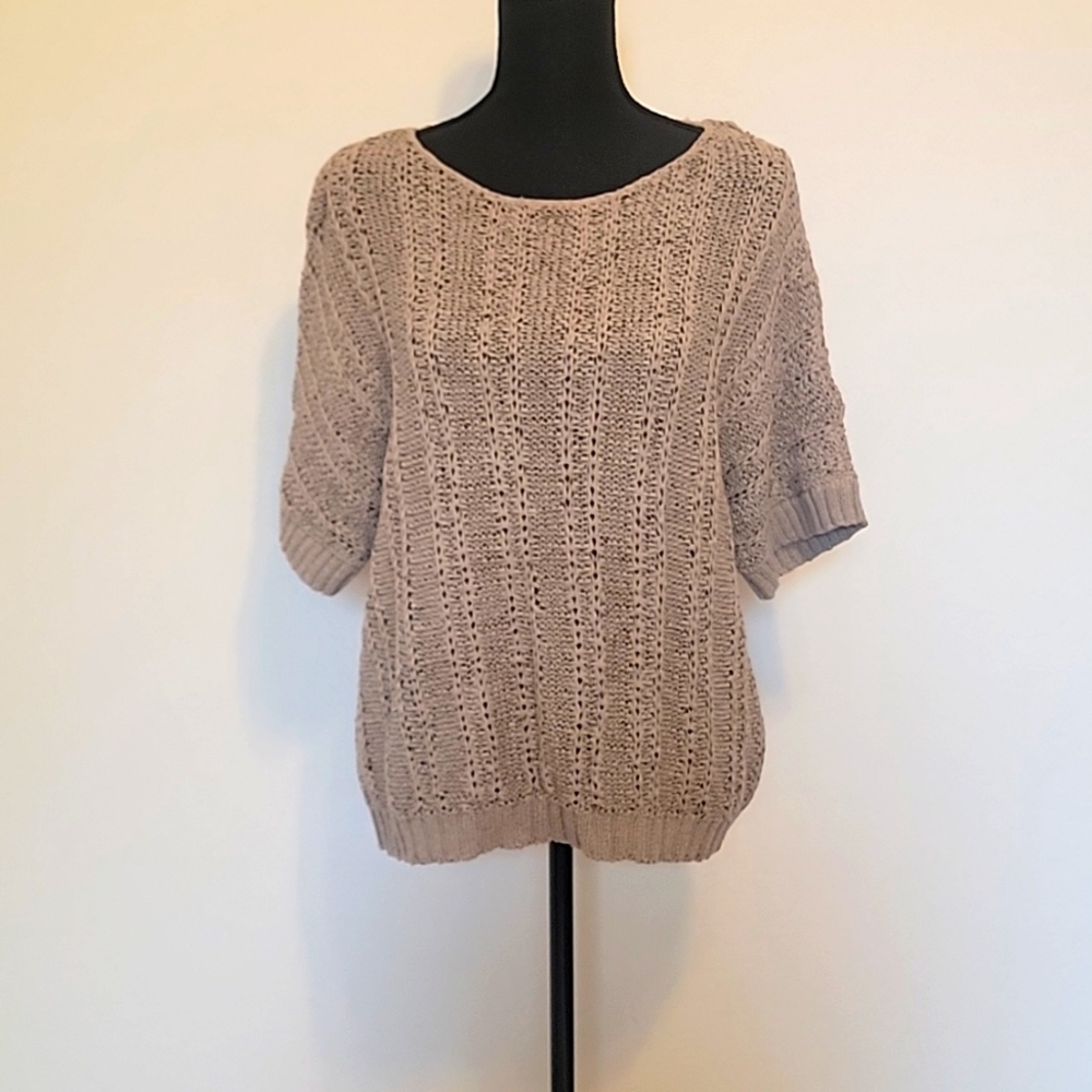 Apropos Open Knit Slouchy Oversized short sleeve Sweater Size XL